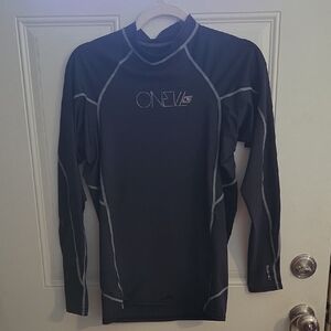 O'Neill Men's Black Long Sleeve Rash Guard with Gray Stitching NWOT